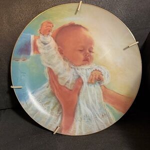 The Christening Decorative Plate by Abbie Williams - Pastel Blue & Cream